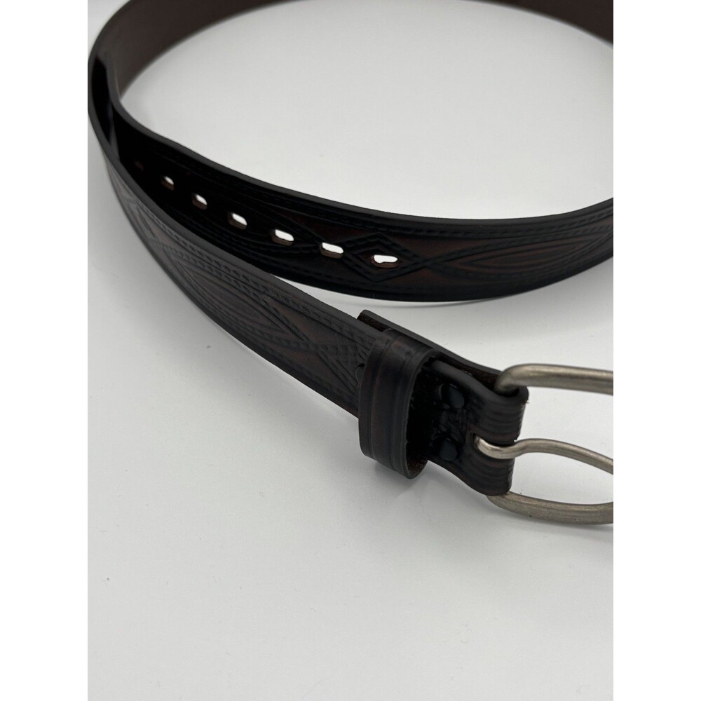 Vintage Wrangler Tooled Leather Belt Men‎ Western, Cowboy, Biker, Casual Sz 40